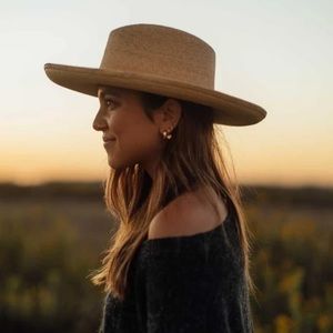 Haus of Trade Handmade Pencil Brim Palm Straw Hat Sz S/M